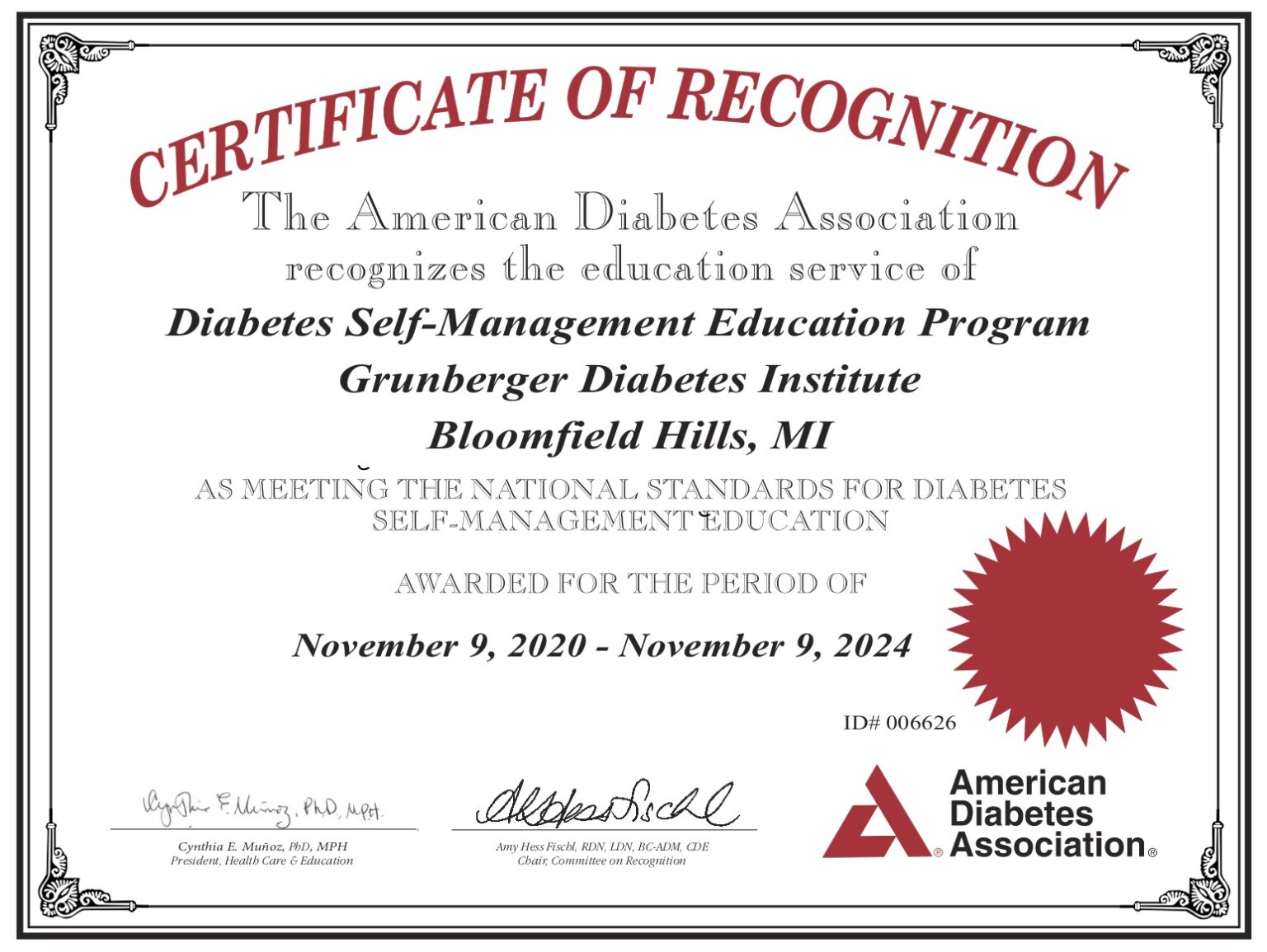 ADA National Recognition Grunberger Diabetes Endocrinology